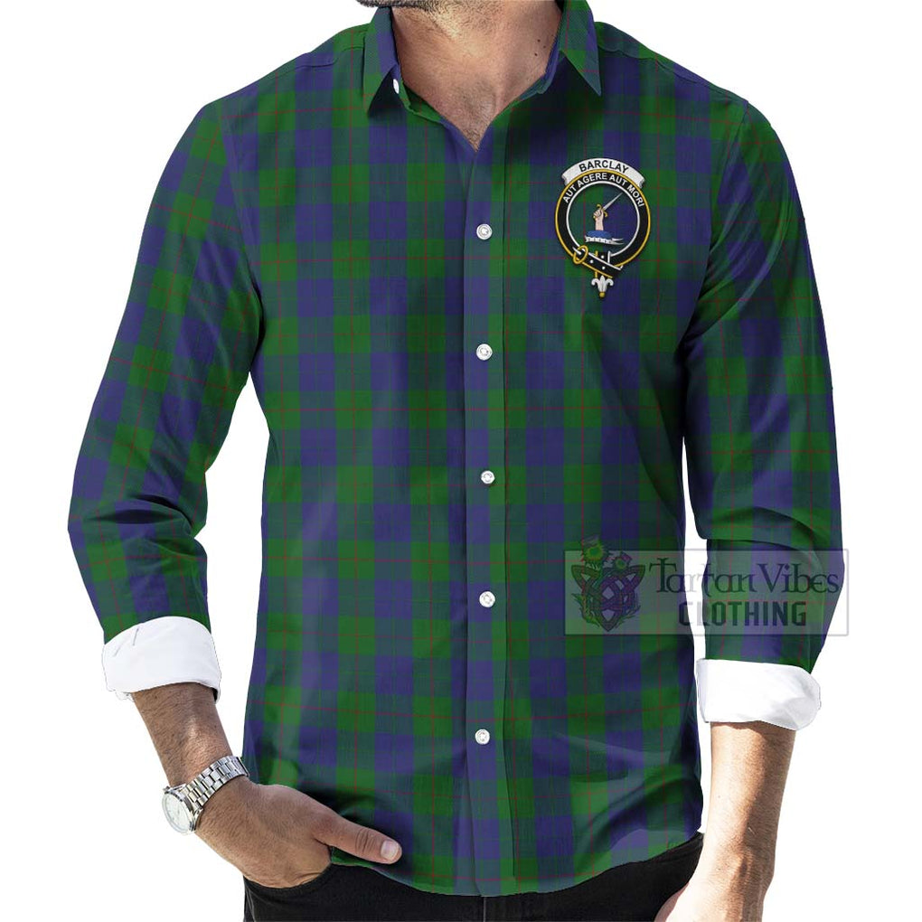 Tartan Vibes Clothing Barclay Tartan Long Sleeve Button Shirt with Family Crest Celtic Skull Style