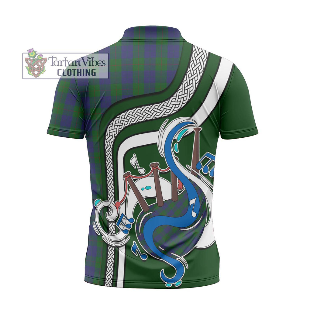 Barclay Tartan Zipper Polo Shirt with Epic Bagpipe Style - Tartanvibesclothing Shop