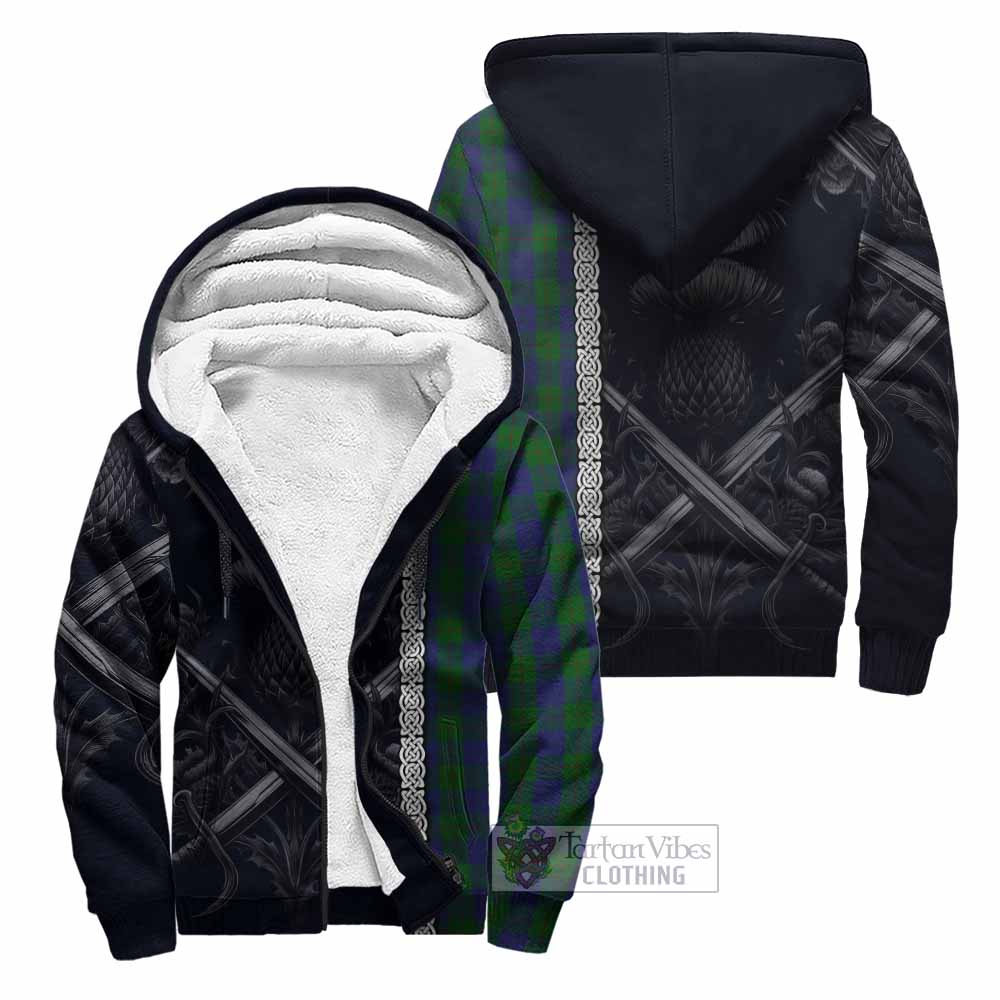 Tartan Vibes Clothing Barclay Tartan Sherpa Hoodie with Family Crest Cross Sword Thistle Celtic Vibes