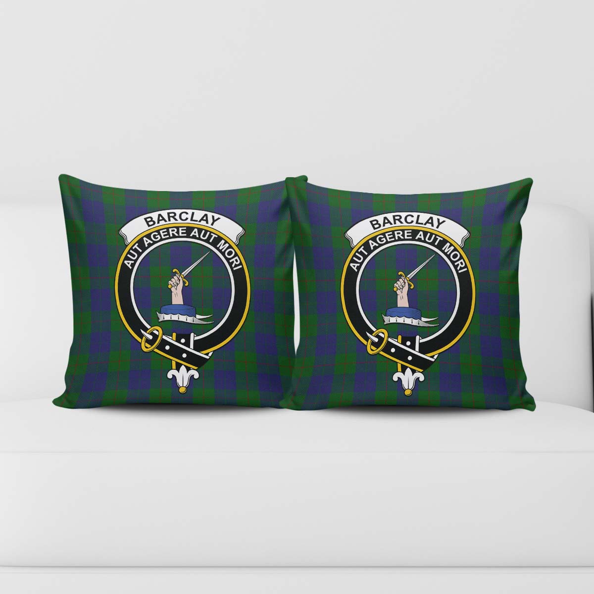 Barclay Tartan Pillow Cover with Family Crest - Tartanvibesclothing