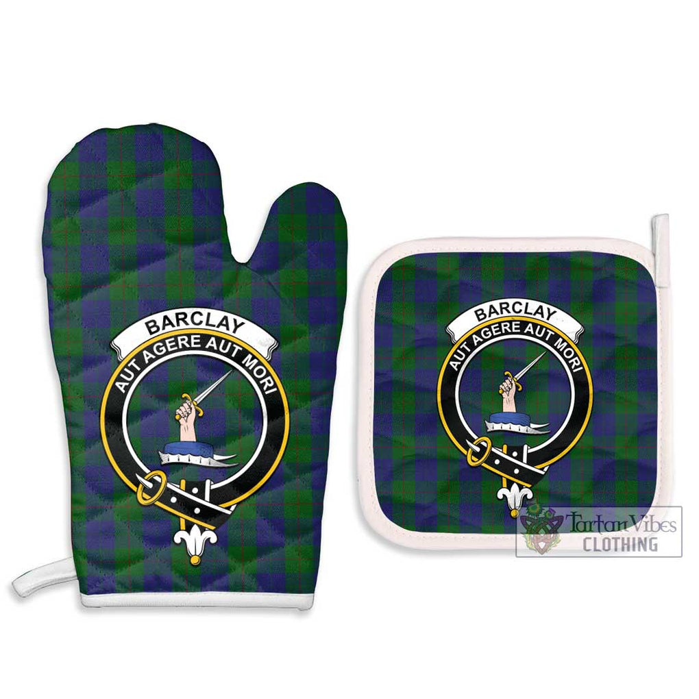 Barclay Tartan Combo Oven Mitt & Pot-Holder with Family Crest Combo 1 Oven Mitt & 2 Pot-Holder White - Tartan Vibes Clothing