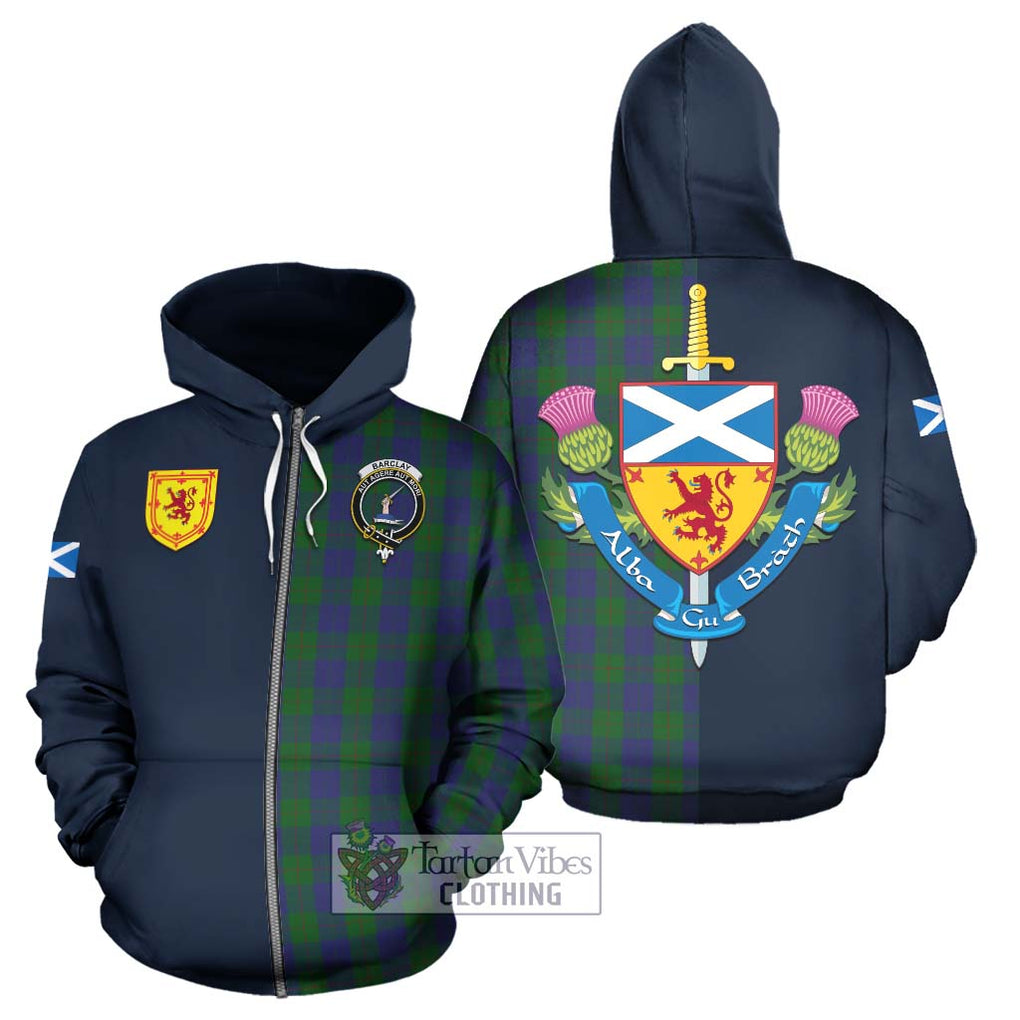 Tartan Vibes Clothing Barclay Tartan Hoodie with Scottish Lion Royal Arm Half Style