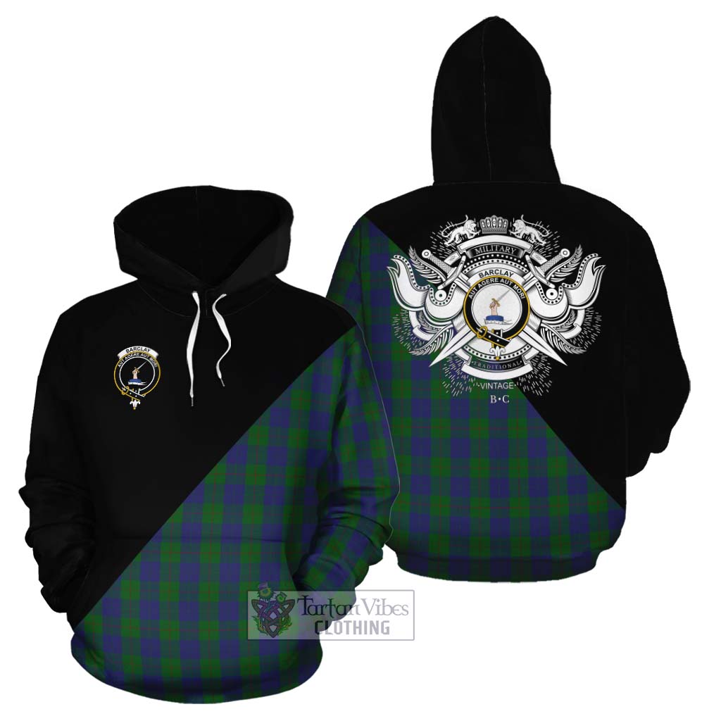 Tartan Vibes Clothing Barclay Tartan Cotton Hoodie with Family Crest and Military Logo Style