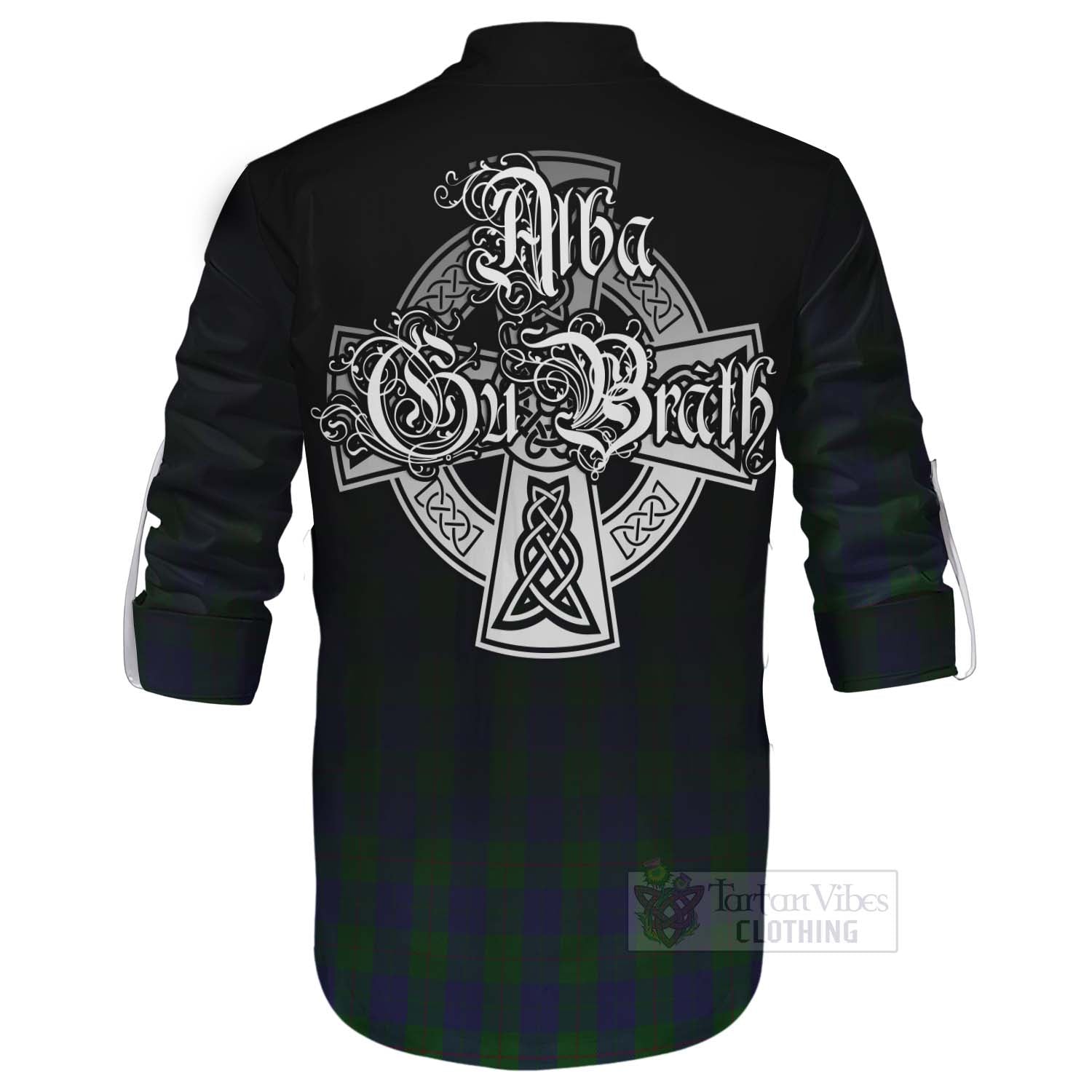 Tartan Vibes Clothing Barclay Tartan Ghillie Kilt Shirt Featuring Alba Gu Brath Family Crest Celtic Inspired