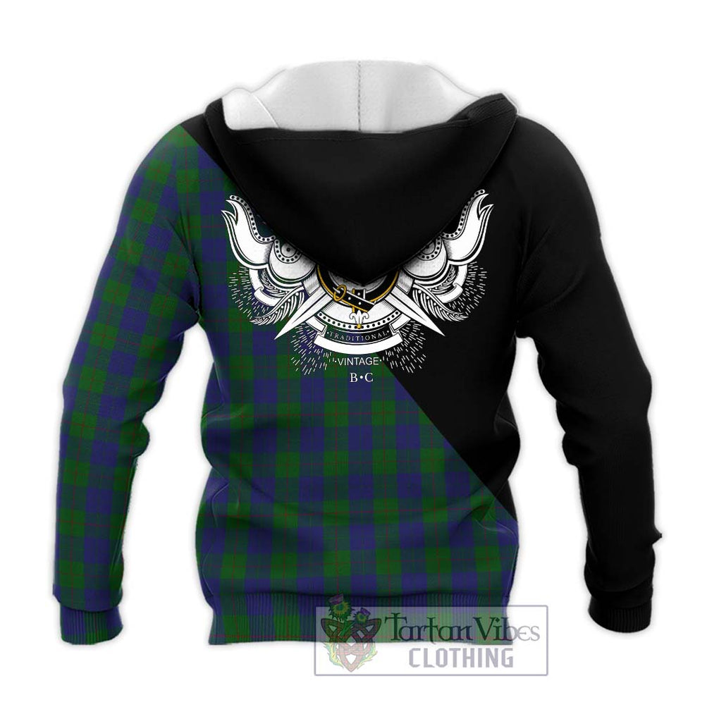 Barclay Tartan Knitted Hoodie with Family Crest and Military Logo Style - Tartanvibesclothing Shop