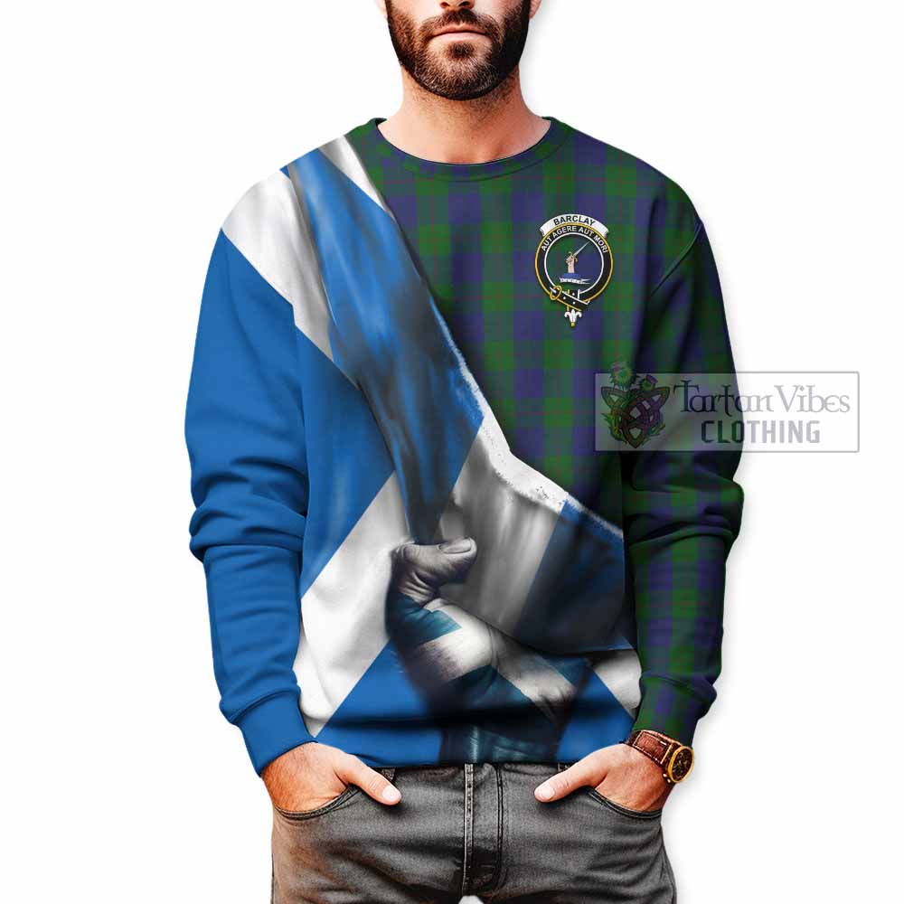 Tartan Vibes Clothing Barclay Tartan Sweatshirt with Family Crest Scotland Patriotic Style