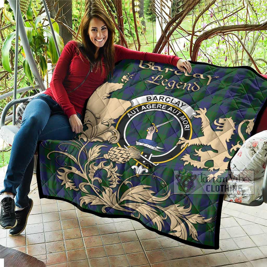 Tartan Vibes Clothing Barclay Tartan Quilt with Family Crest and Scottish Symbol Style