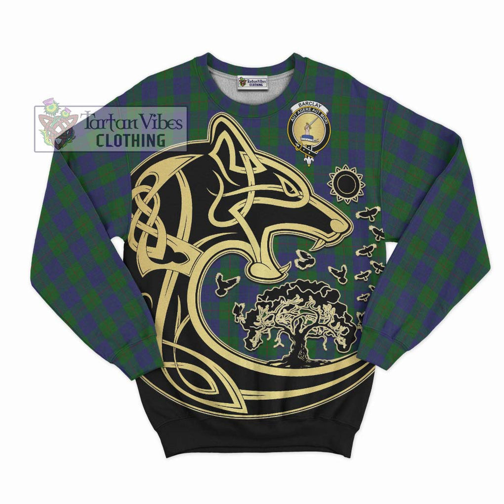 Barclay Tartan Sweatshirt with Family Crest Celtic Wolf Style - Tartan Vibes Clothing