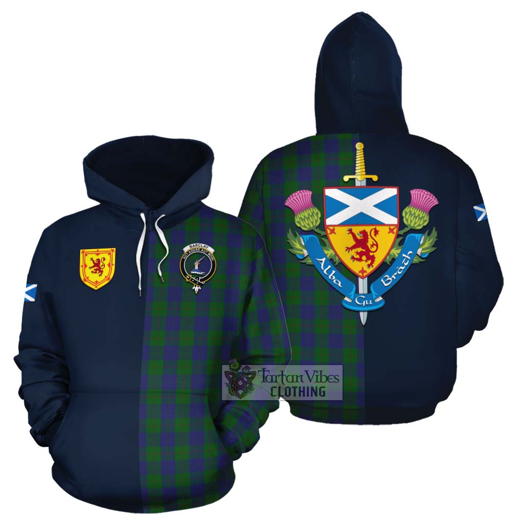 Tartan Vibes Clothing Barclay Tartan Cotton Hoodie Alba with Scottish Lion Royal Arm Half Style