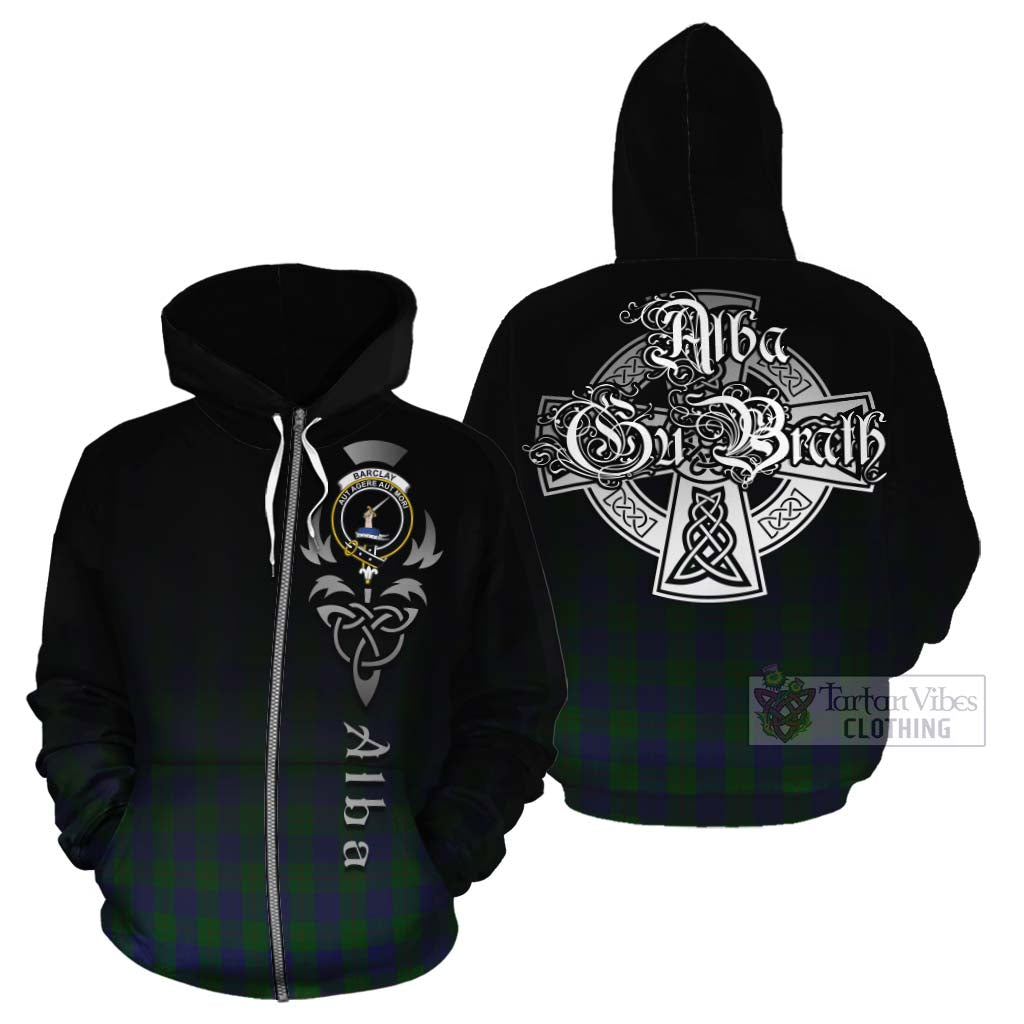 Tartan Vibes Clothing Barclay Tartan Cotton Hoodie Featuring Alba Gu Brath Family Crest Celtic Inspired