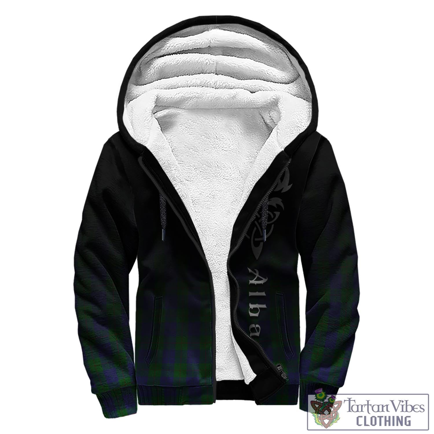 Tartan Vibes Clothing Barclay Tartan Sherpa Hoodie Featuring Alba Gu Brath Family Crest Celtic Inspired