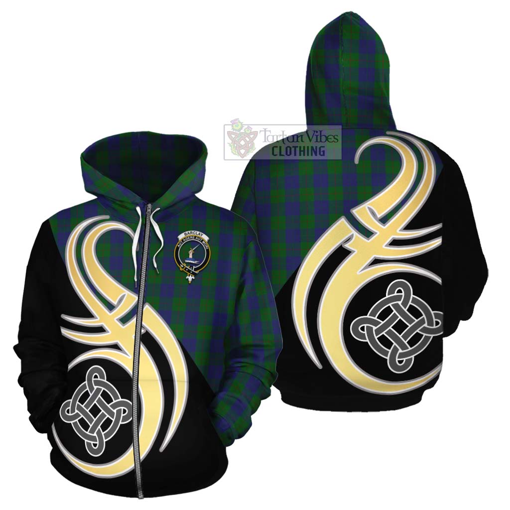 Tartan Vibes Clothing Barclay Tartan Cotton Hoodie with Family Crest and Celtic Symbol Style