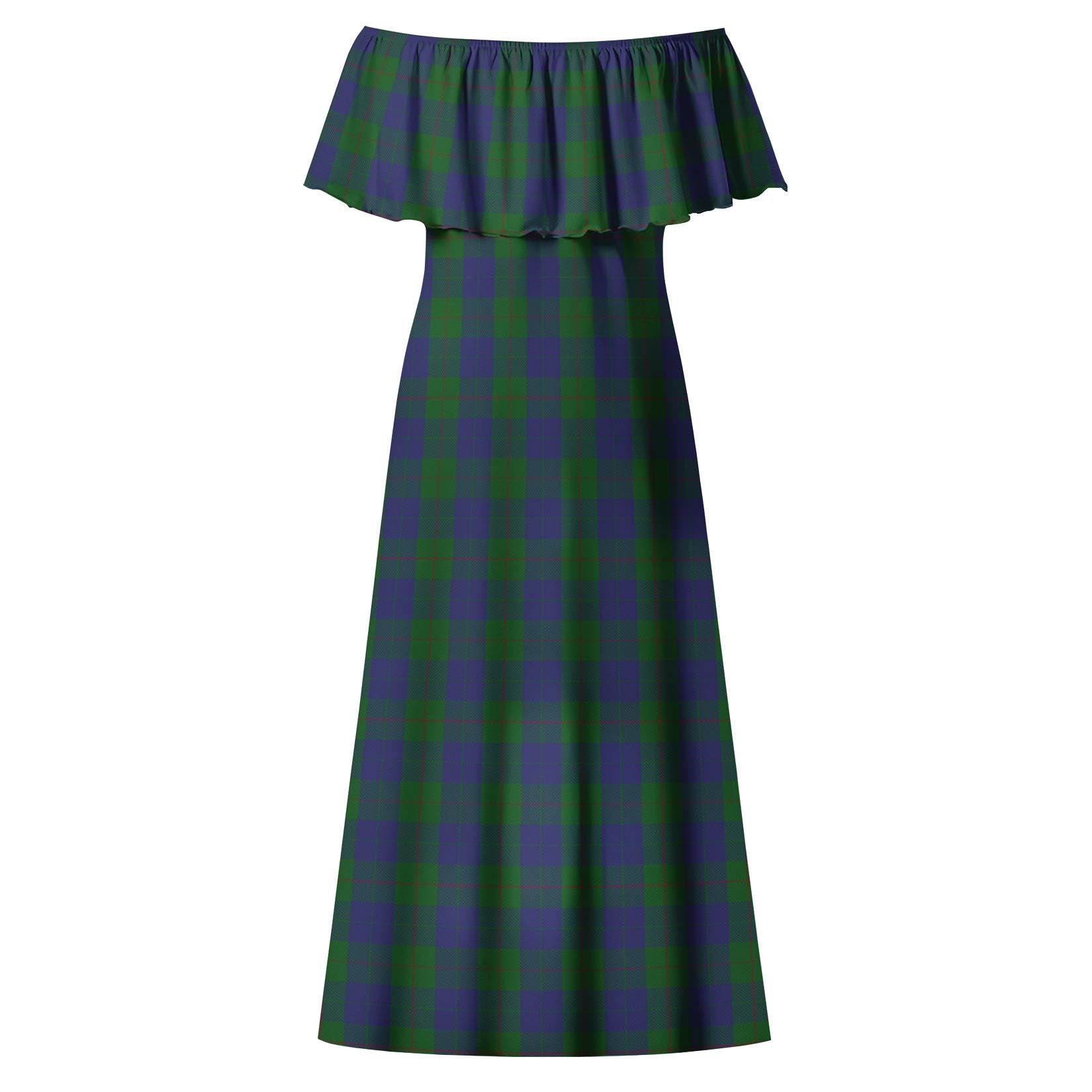 Barclay Tartan Off Shoulder Long Dress - Tartanvibesclothing