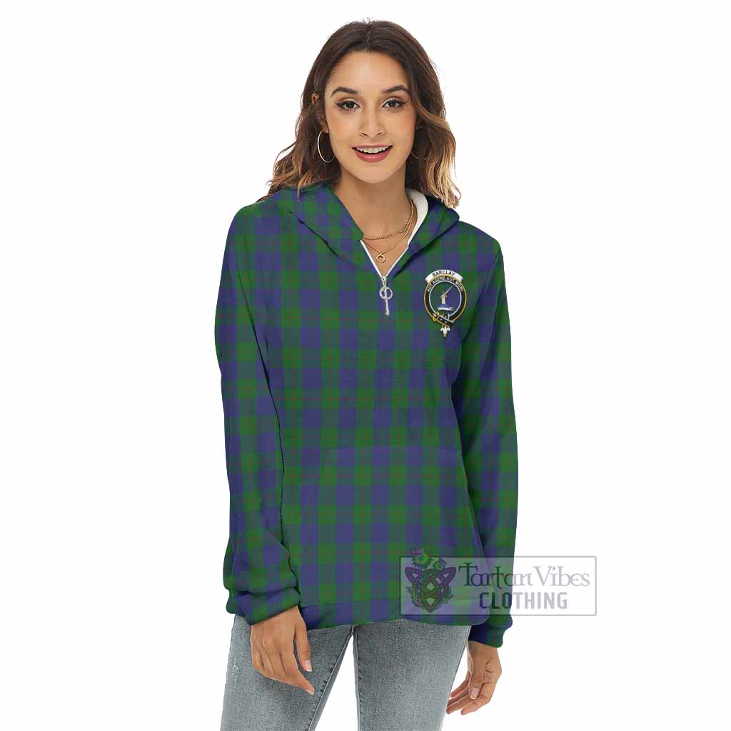 Tartan Vibes Clothing Barclay Tartan Crest Women's Borg  Half Zip Fleece Hoodie