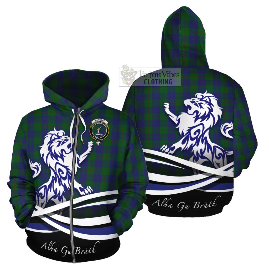 Tartan Vibes Clothing Barclay Tartan Cotton Hoodie with Alba Gu Brath Regal Lion Emblem