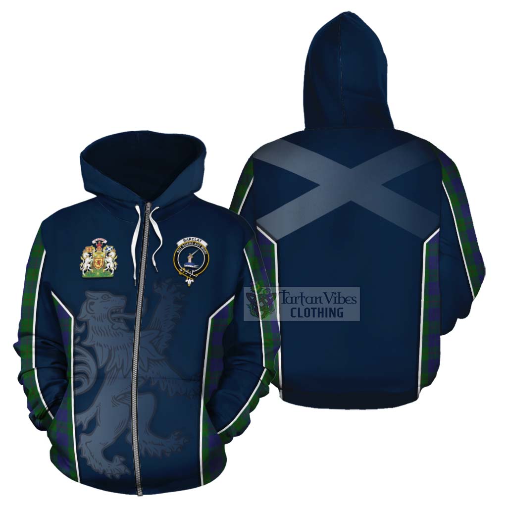 Tartan Vibes Clothing Barclay Tartan Cotton Hoodie with Family Crest and Lion Rampant Vibes Sport Style