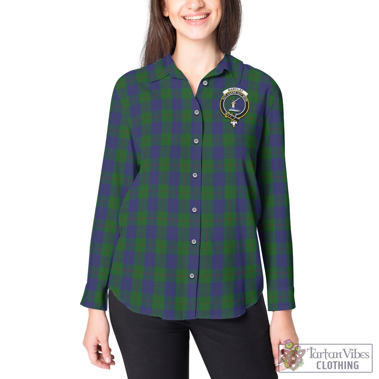 Tartan Vibes Clothing Barclay Tartan Womens Casual Shirt with Family Crest