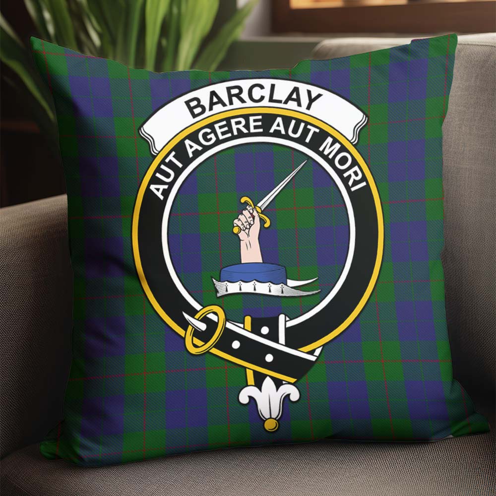 Barclay Tartan Pillow Cover with Family Crest - Tartanvibesclothing