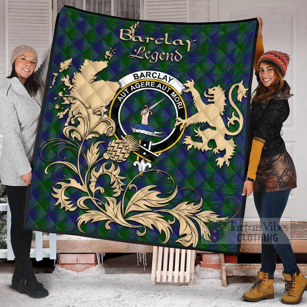 Tartan Vibes Clothing Barclay Tartan Quilt with Family Crest and Scottish Symbol Style