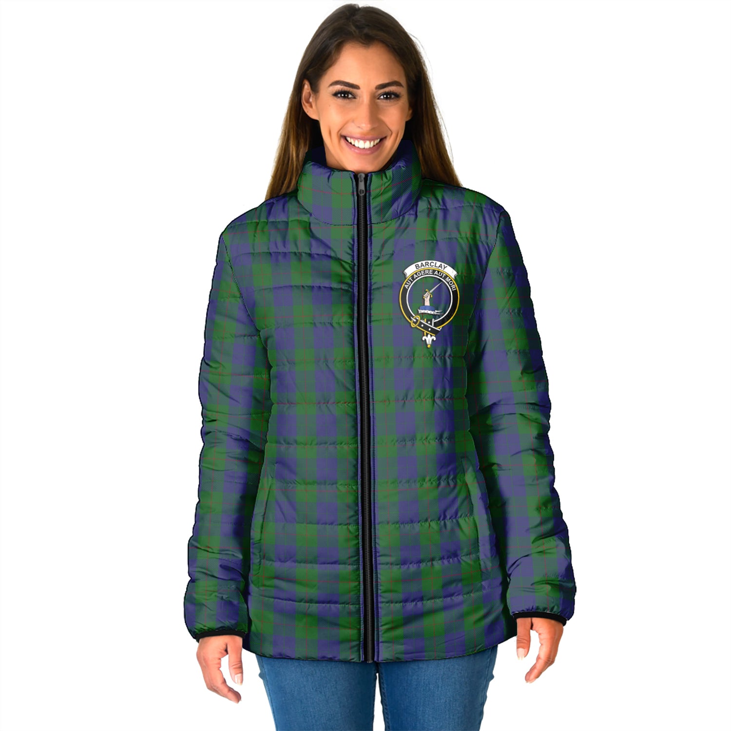 Barclay Tartan Padded Jacket with Family Crest - Tartan Vibes Clothing