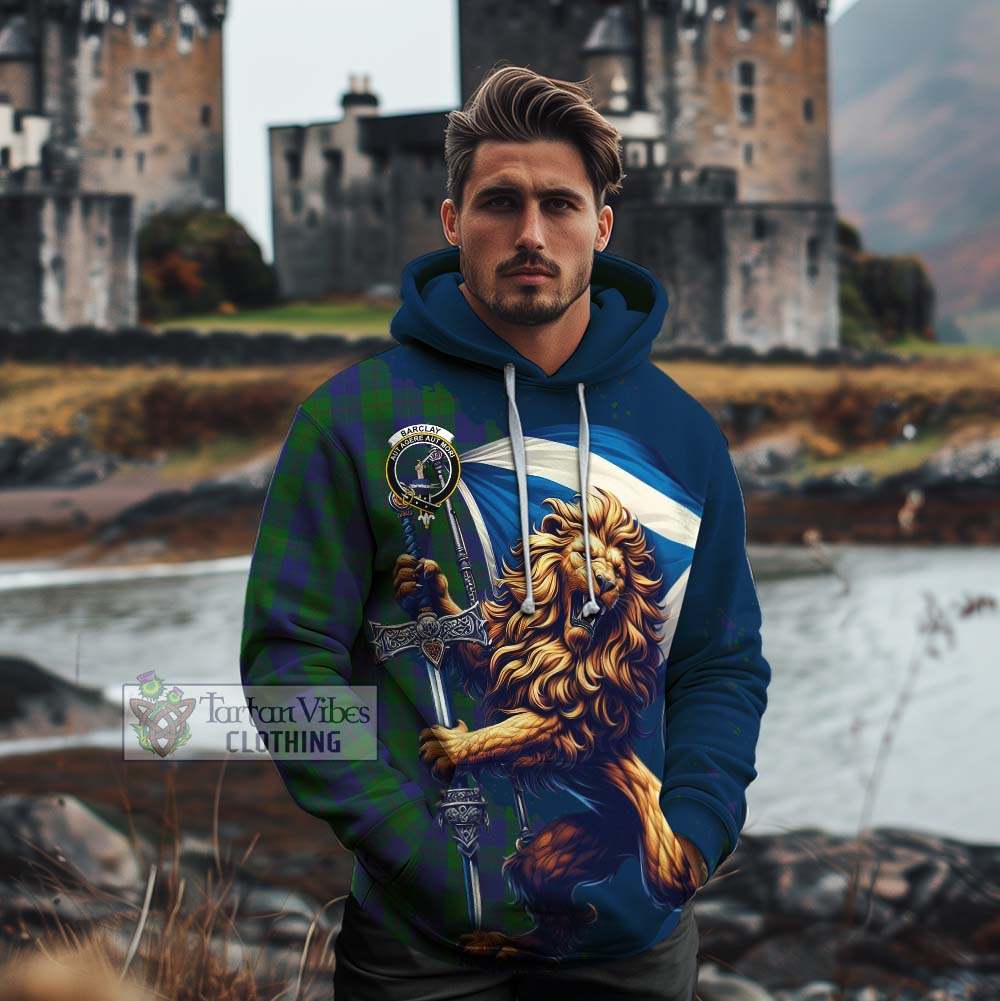 Tartan Vibes Clothing Barclay Tartan Family Crest Cotton Hoodie with Scottish Majestic Lion