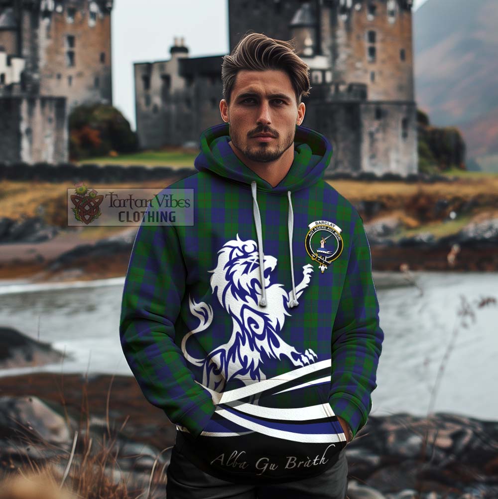 Tartan Vibes Clothing Barclay Tartan Cotton Hoodie with Alba Gu Brath Regal Lion Emblem