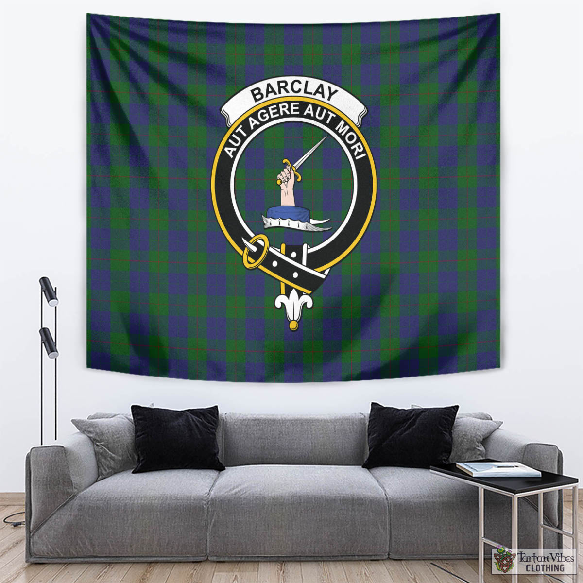 Tartan Vibes Clothing Barclay Tartan Tapestry Wall Hanging and Home Decor for Room with Family Crest