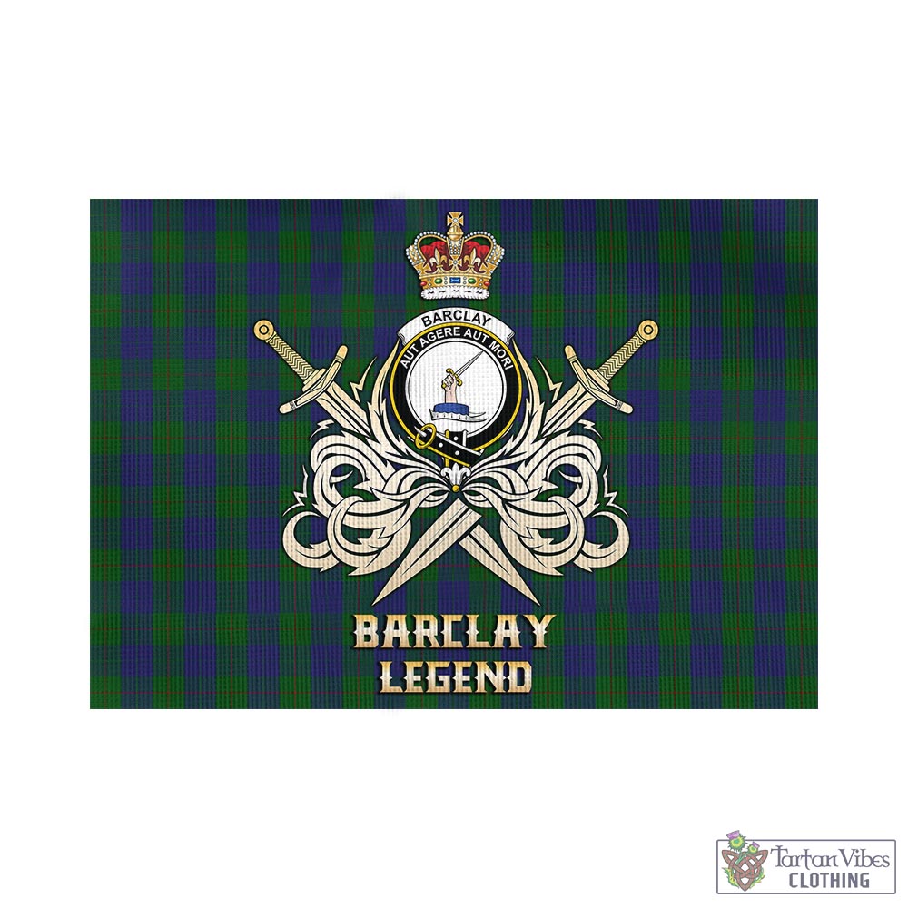 Tartan Vibes Clothing Barclay Tartan Flag with Clan Crest and the Golden Sword of Courageous Legacy