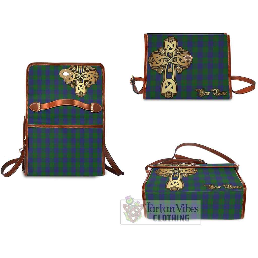 Tartan Vibes Clothing Barclay Tartan Waterproof Canvas Bag Golden Thistle Celtic Cross Style