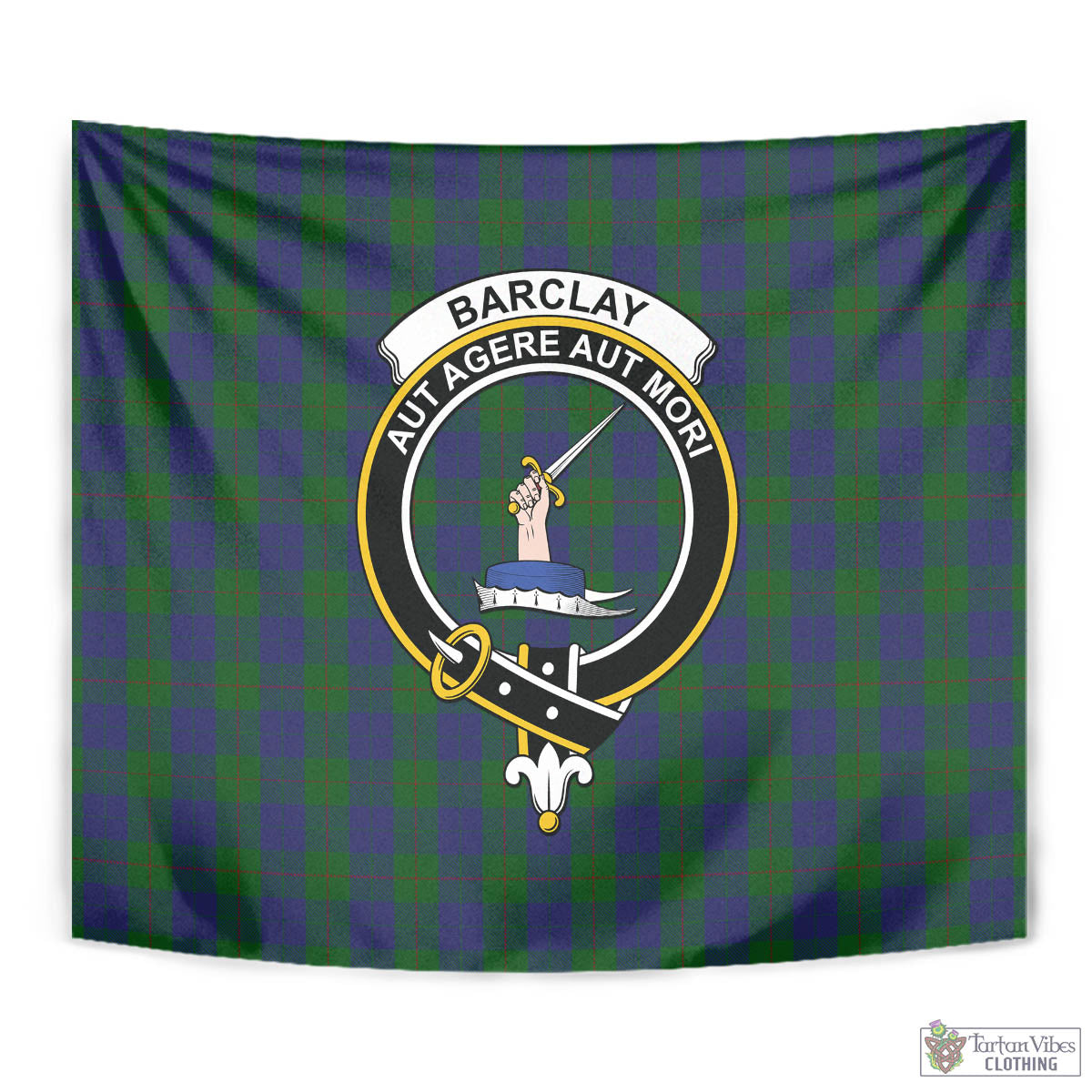 Tartan Vibes Clothing Barclay Tartan Tapestry Wall Hanging and Home Decor for Room with Family Crest