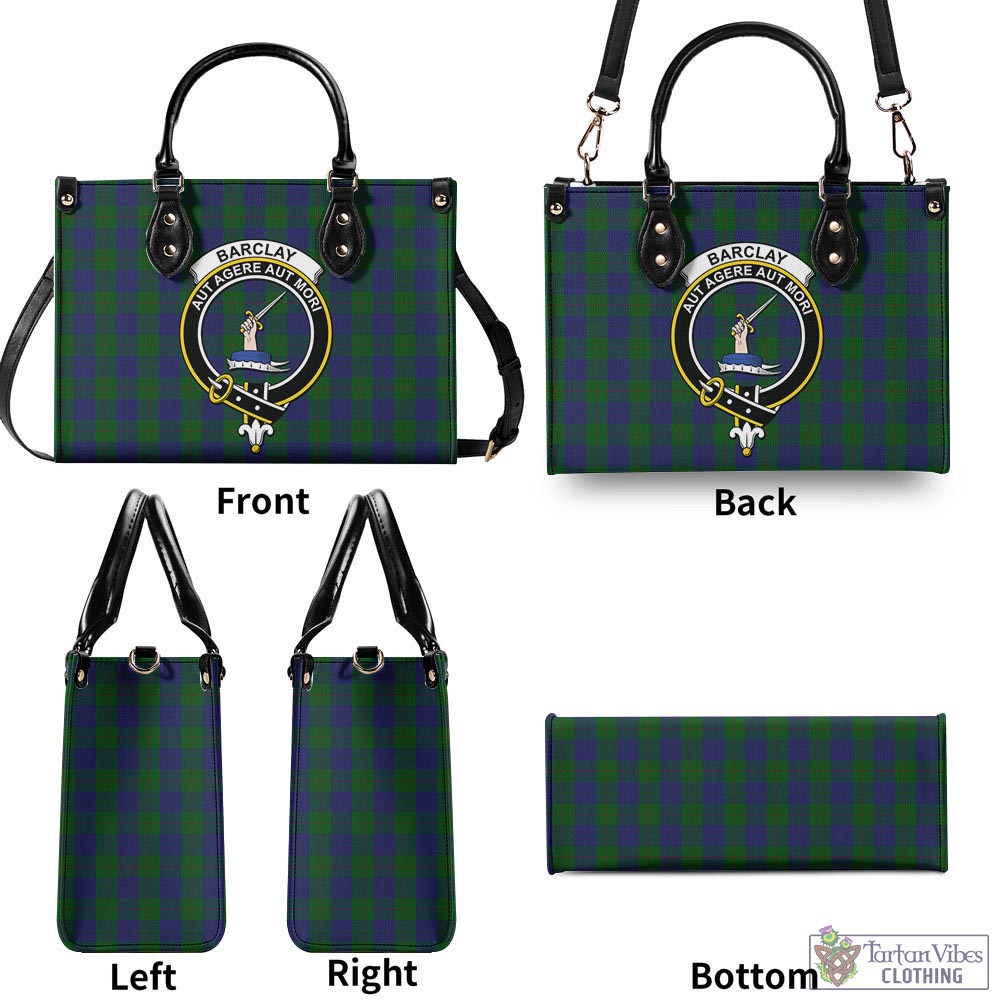 Tartan Vibes Clothing Barclay Tartan Luxury Leather Handbags with Family Crest