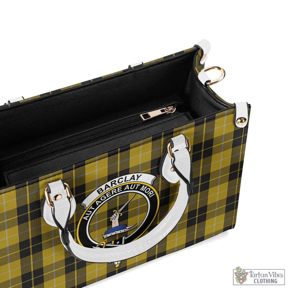 Tartan Vibes Clothing Barclay Dress Tartan Luxury Leather Handbags with Family Crest