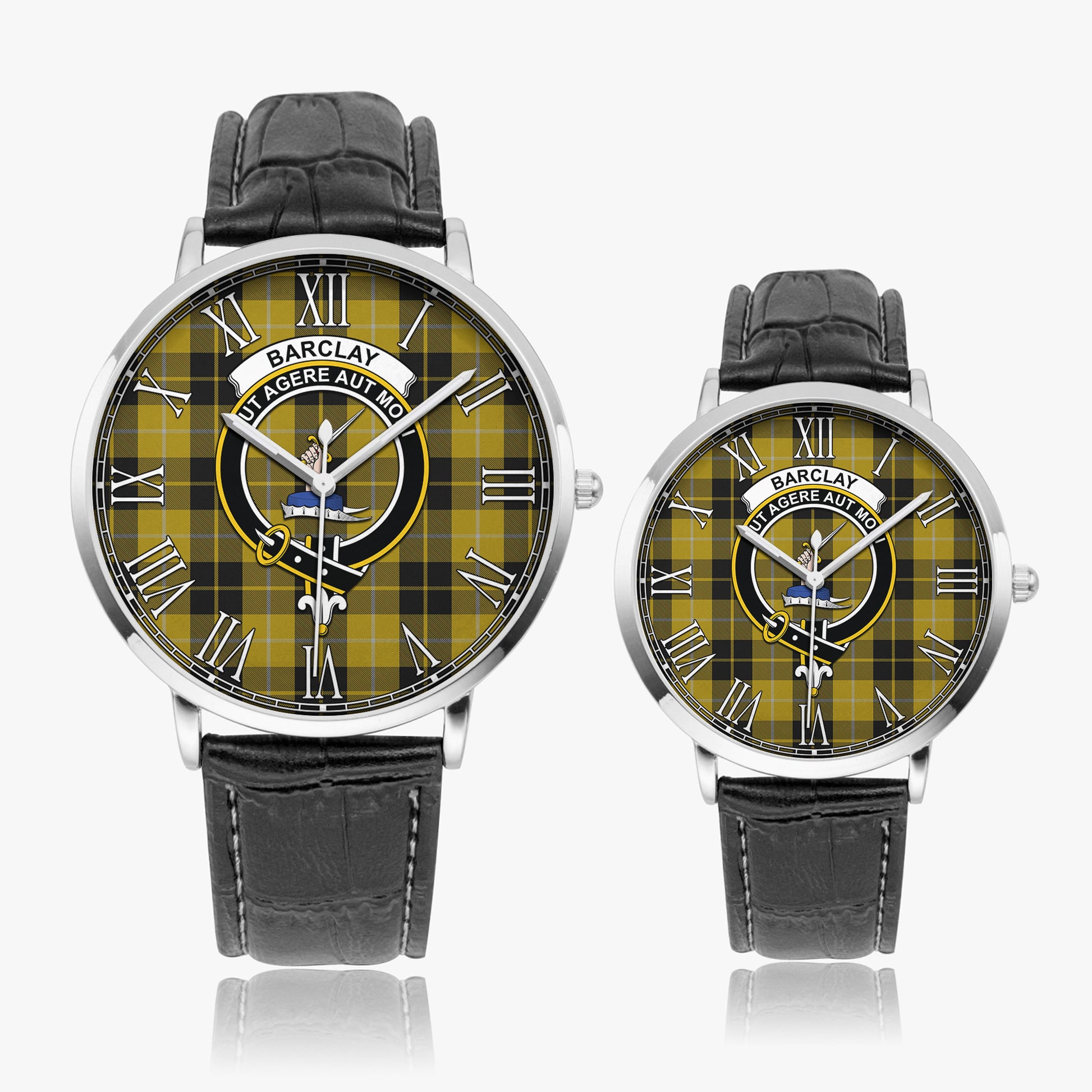 Barclay Dress Tartan Family Crest Leather Strap Quartz Watch - Tartanvibesclothing