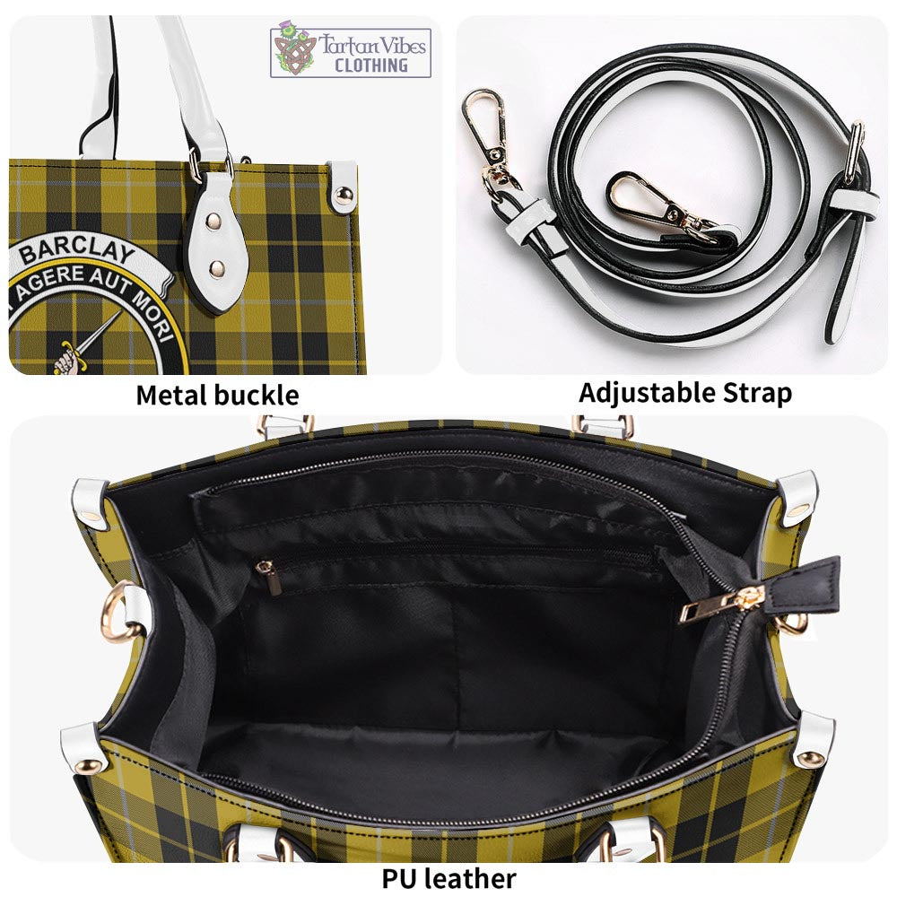 Tartan Vibes Clothing Barclay Dress Tartan Luxury Leather Handbags with Family Crest