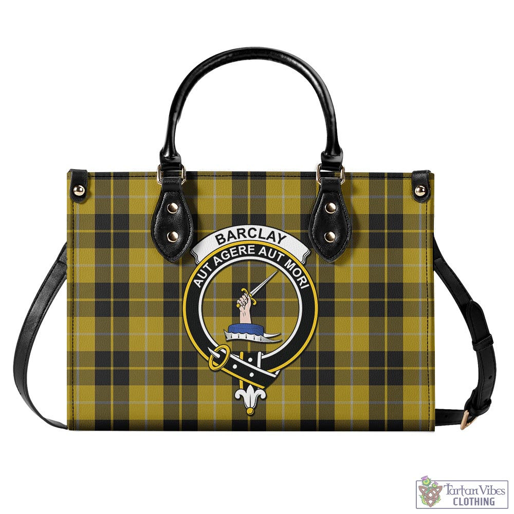 Tartan Vibes Clothing Barclay Dress Tartan Luxury Leather Handbags with Family Crest