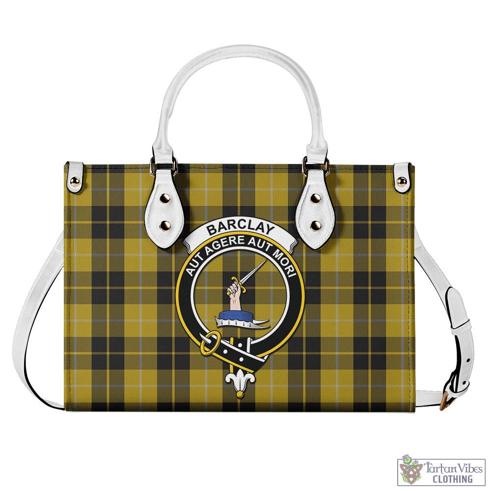 Tartan Vibes Clothing Barclay Dress Tartan Luxury Leather Handbags with Family Crest