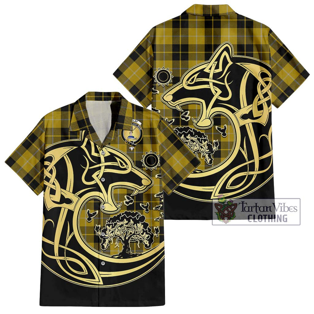 Barclay Dress Tartan Short Sleeve Button Shirt with Family Crest Celtic Wolf Style Kid - Tartan Vibes Clothing