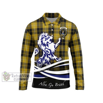 Barclay Dress Tartan Long Sleeve Polo Shirt with Alba Gu Brath Regal Lion Emblem