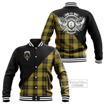 Barclay Dress Tartan Baseball Jacket with Family Crest and Military Logo Style