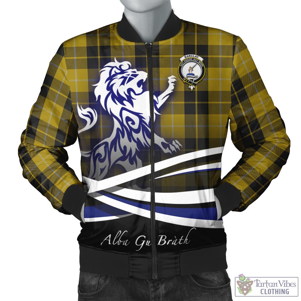 Tartan Vibes Clothing Barclay Dress Tartan Bomber Jacket with Alba Gu Brath Regal Lion Emblem