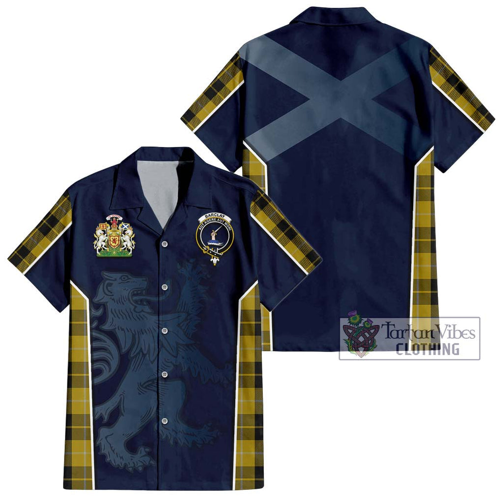 Barclay Dress Tartan Short Sleeve Button Shirt with Family Crest and Lion Rampant Vibes Sport Style Kid - Tartan Vibes Clothing