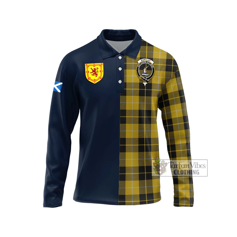 Tartan Vibes Clothing Barclay Dress Tartan Long Sleeve Polo Shirt with Scottish Lion Royal Arm Half Style