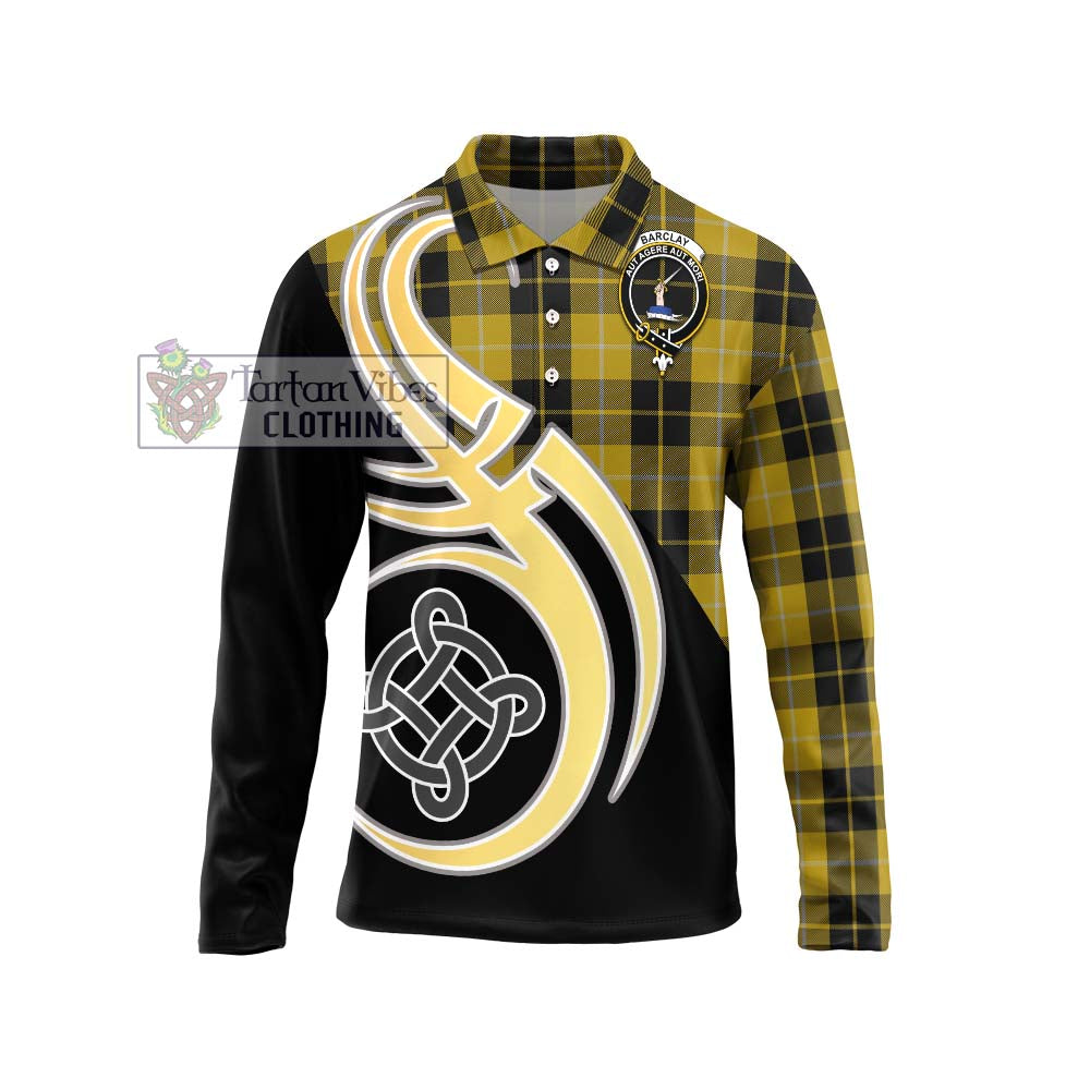 Barclay Dress Tartan Long Sleeve Polo Shirt with Family Crest and Celtic Symbol Style Unisex - Tartan Vibes Clothing