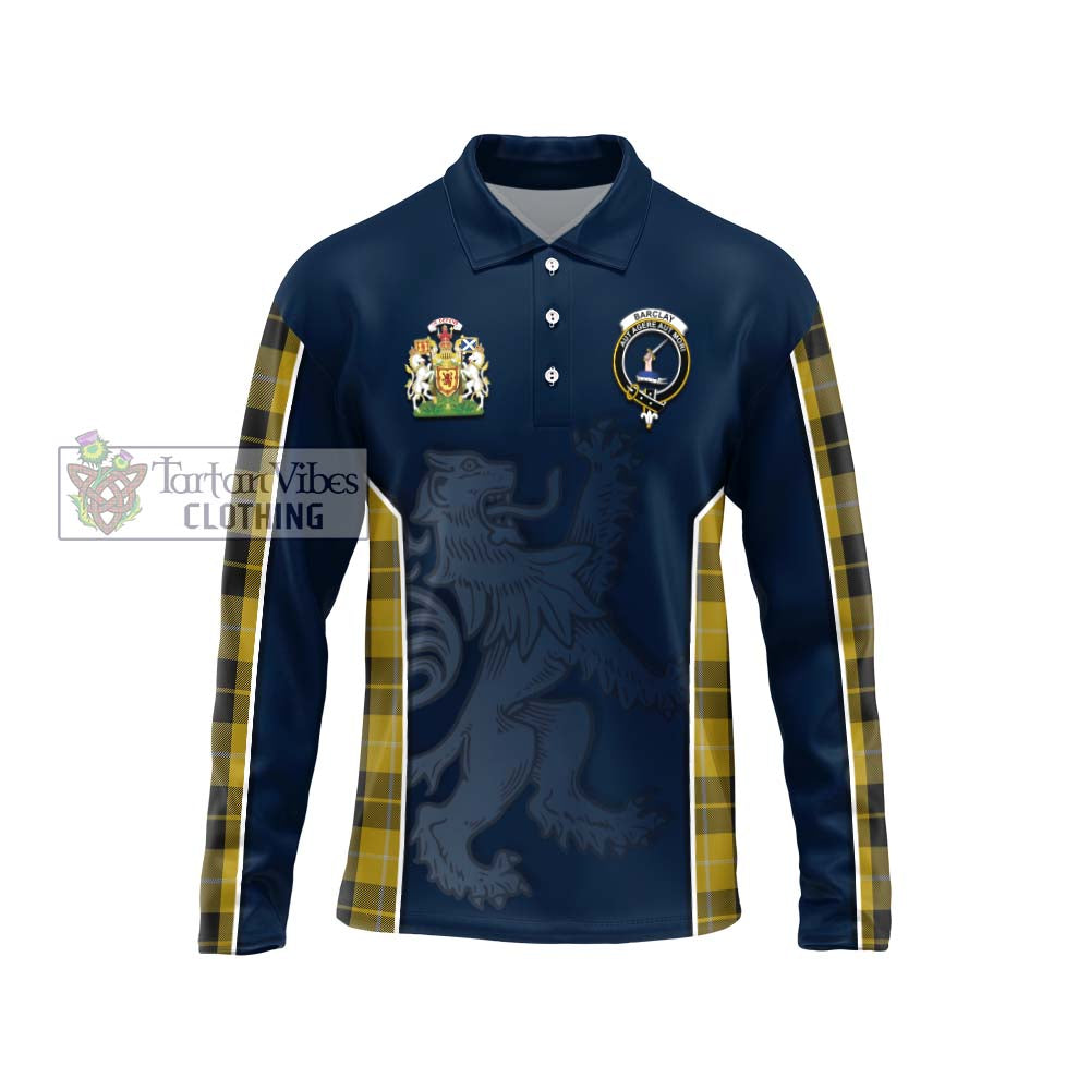 Barclay Dress Tartan Long Sleeve Polo Shirt with Family Crest and Lion Rampant Vibes Sport Style Unisex - Tartan Vibes Clothing