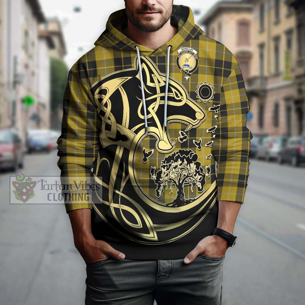 Barclay Dress Tartan Hoodie with Family Crest Celtic Wolf Style Zip Hoodie - Tartan Vibes Clothing