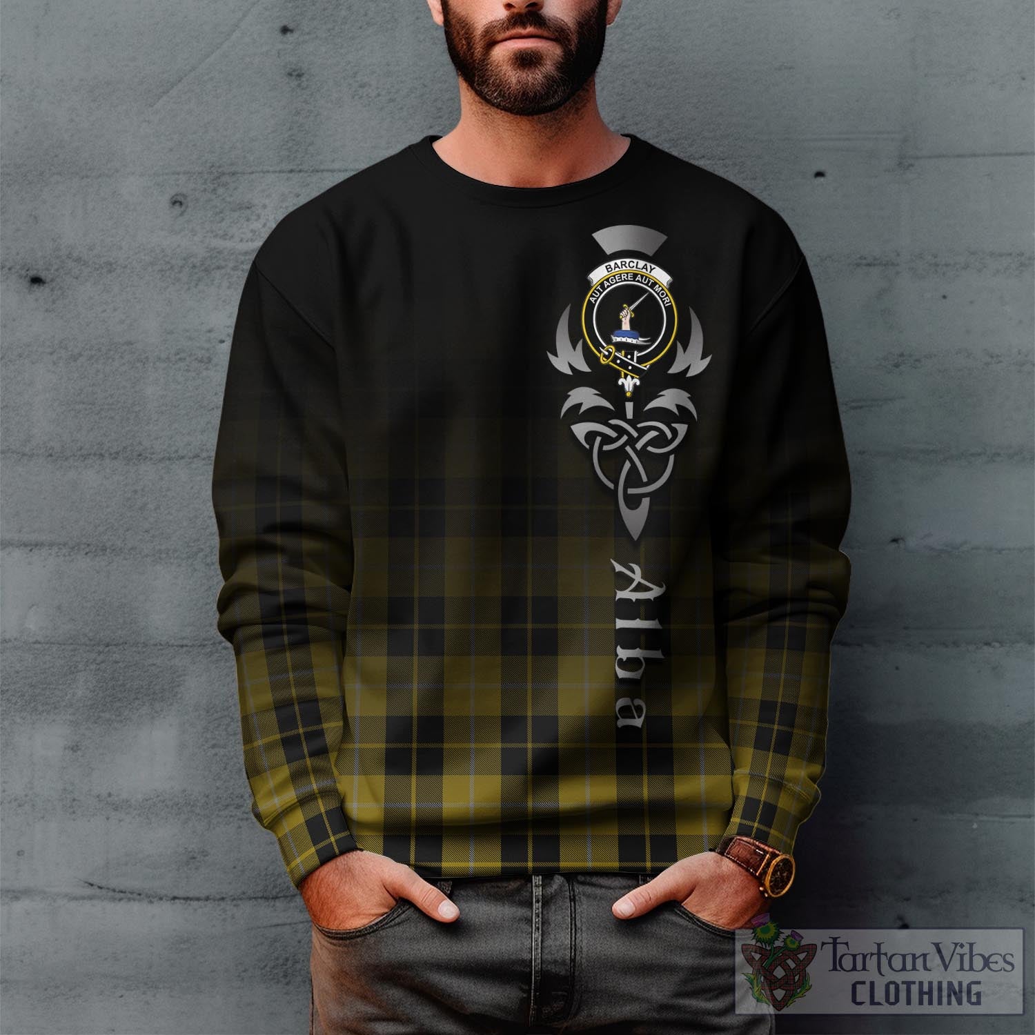 Tartan Vibes Clothing Barclay Dress Tartan Sweatshirt Featuring Alba Gu Brath Family Crest Celtic Inspired