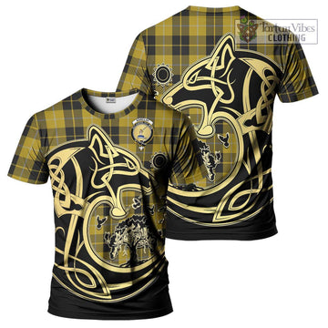 Barclay Dress Tartan T-Shirt with Family Crest Celtic Wolf Style