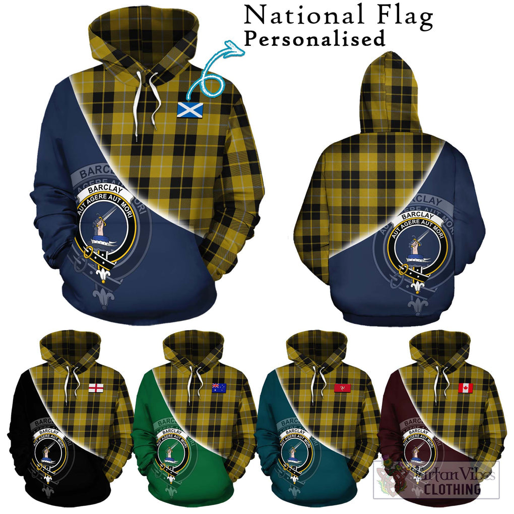 Barclay Dress Tartan Hoodie with Personalised National Flag and Family Crest Half Style Zip Hoodie - Tartanvibesclothing Shop