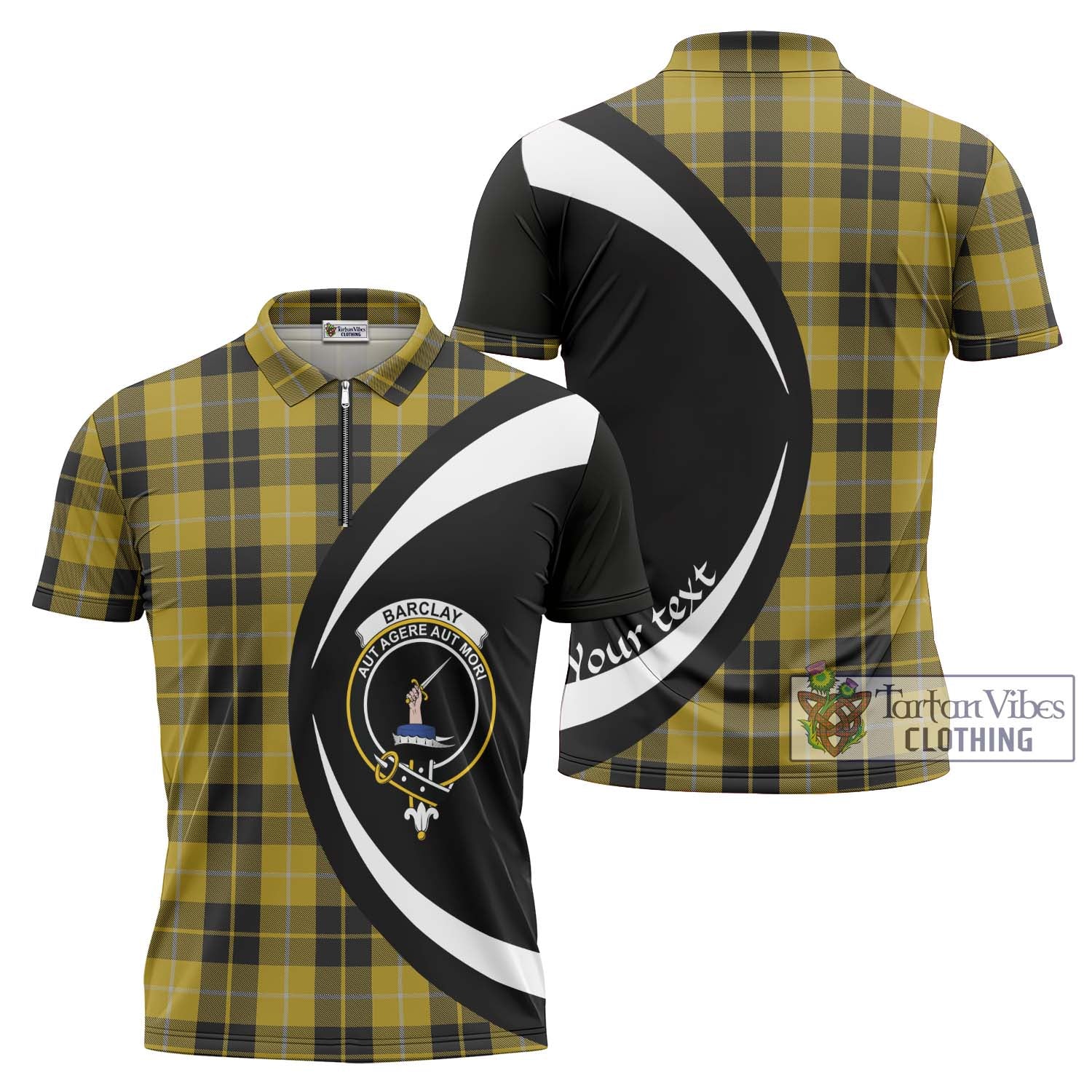 Tartan Vibes Clothing Barclay Dress Tartan Zipper Polo Shirt with Family Crest Circle Style