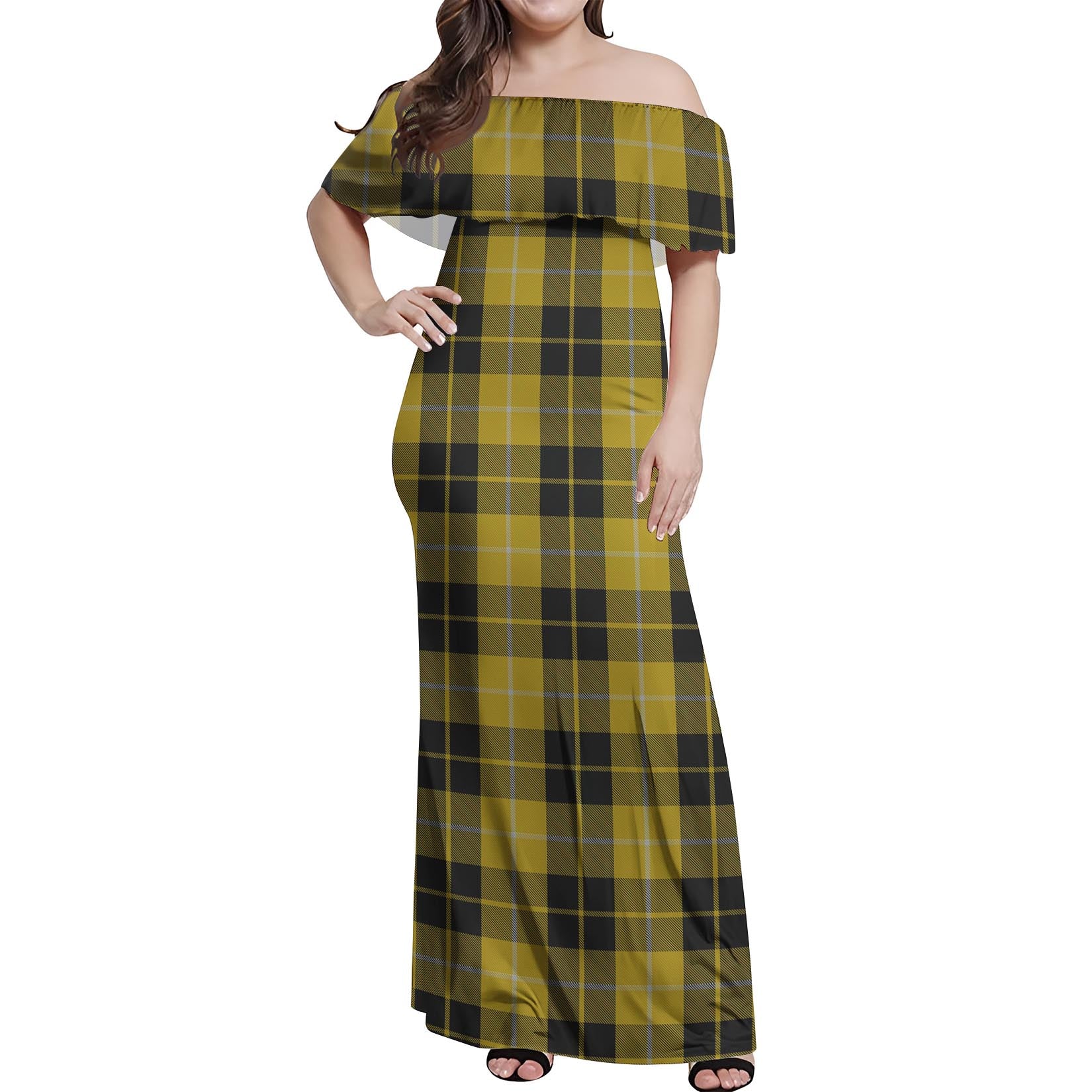 Barclay Dress Tartan Off Shoulder Long Dress Women's Dress - Tartanvibesclothing